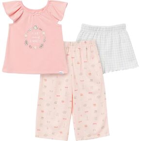 مجموعة Pajama من Gerber Baby Girl المكونة من 3 قطع (Polyester Jersey Top ، Pants ، + Shorts)