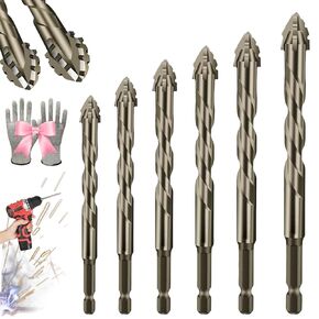 Vrsgs Drill Bits, Vrsgs Magnetic Drill Bit Set,High-Strength 4-Flute Serrated Eccentric, Four-Flute Sawtooth Eccentric Drill Bit, High Magnetic Screwdriver (4+5+6+8+10+12)