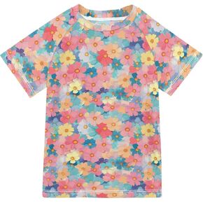 Girls Bathing Suit Short Sleeve Kids Rash Guard Swimsuit Girls