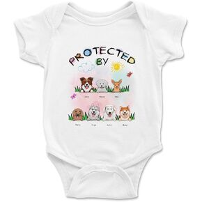 Gossby Custom Onesie Bodysuit for Baby Girl Boy - Personalized Gift Baby Clothes with Dog Design - 0-24 Months - 4 Colors