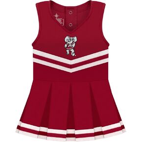 College Baby NCAA Officially Licensed Cheerleader Bodysuit Dress - Team Logo, Multiple Colors, for Baby Girls - (0-24 Months)