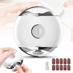 Electric Nail Clipper with LED Light 3 Speeds, Fingernail Cutter and Polisher and Exfoliating 3 in 1 Design, Nail Scraps Storage Rechargeable Safety Fingernail Trimmer for Baby Adult and Seniors