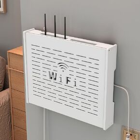 Wall Mounted Router Storage Box, WiFi Router Shelf with Ventilation Design, Multifunctional Network Organizer Space-Saving(16.5 * 3.5 * 12.2")
