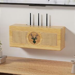 Wooden Router Shelf, Wall Mounted Set - Top Box Router Storage Shelf, Hide The Cable Socket Occlusion Boxes, WiFi Router Storage Box(23.6 * 5.5 * 7.9")