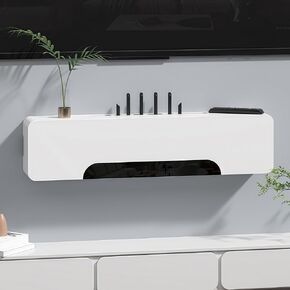 Modern Wall - Mounted Router Storage Box, Cable Organizer for WiFi Routers, Minimalist Hidden Media Console, WiFi Router Storage Boxes(White,27.6 * 7.1 * 7.9")