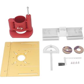 4 Pcs Router Table Lift System with 0 46mm Lift Base, Insert Plate, Backer Sliding Ruler for Precise Woodworking Milling