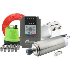 Engraving GDZ-23 Water-Cooled Spindle Kit 2.2kw CNC Spindle Motor VFD Inverter+80mm Bracket+Water Pump+ER20 Chuck Router Milling Accessories(2.2kw 380V,4 pcs bearings)