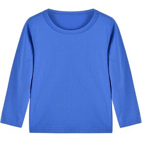 ACSUSS Kids Girls Long Sleeve Solid Color T-Shirt for Boys Cotton Tees Basic Undershirts Base Layer Tops