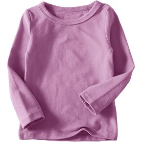 Kids Thin Fleece Shirts Boys Girls Trendy Plain Crewneck Long Sleeve Base Undershirt Loose Soft Pullover Blouse Tops