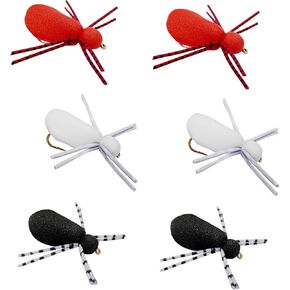 Thor Outdoor Foam Spider Fly Fishing Set – White, 6 Pc, Hook Size #14 - Topwater Dry Flies for Bass, Panfish, and Trout in Kuwait