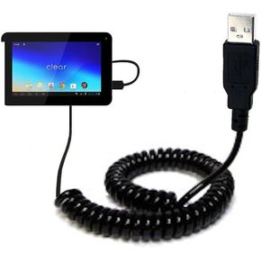 USB Charging Data Coiled Cable Designed for The Wintec Filemate Clear 7 X2 X4 T720 Will Charge and Data sync with one Unique TipExchange Enabled Cable