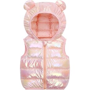 Toddler Winter Autumn Boys Girls Sleeveless Flash Outer With Ears Hat Zipper Down Vest Boy Coat House Coat Vest for Boys