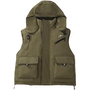 Toddler Winter Puffer Vest Hooded Waistcoat Sleeveless Coat Padded Fleece Jacket Warm Outerwear for Baby Boys Girls