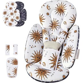 Mamatepe Infant Car Seat Insert, Baby Seat Head and Body Support for Newborn, Soft Breathable, Reversible Design, Fits for Stroller, Baby Swing, Rocker, Bassinets, Pushchair, Green