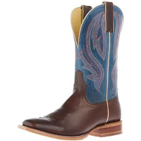 Tony Lama Womens Brown Cowhide 11In Blue Cowhide Top Boot