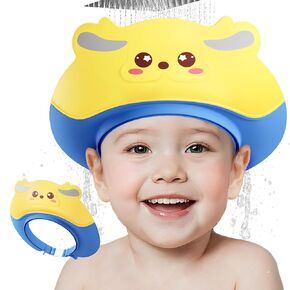 Baby Shower Cap Shield for Kids Soft Silicone Adjustable1-8 Years Old Hair Washing Hat for Kids Toddler Shower Cap Shield Makes The Baby Bath More Fun