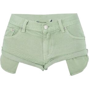 Women's Low Waist Sexy Denim Jeans Short Hot Pants for Nightclubs Bars and Beaches Folded Hem Denim Shorts