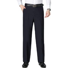 Men Classic Stretch Comfort Pant Straight Fit Flat Front Tapered Suit Pant Lightweight Wrinkle-Resistant Trousers