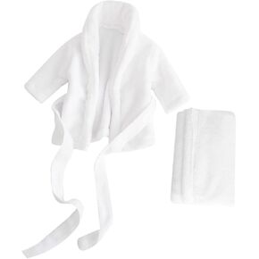 Newborn Bathrobe Pure Cotton Thickened Photo Garment Soft Breathable Bathing Suit for Month Adorable White Design for Photography and Bath