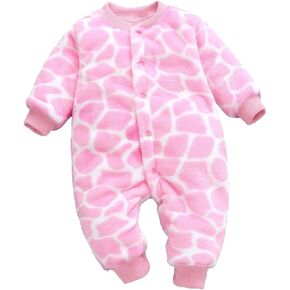 Baby Unisex Fleece Jumpsuits, Winter Flannel Plush Polka Dot Warm Outfits Playsuit with Boys 24 Months Clothes