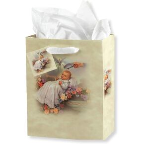 Baby Baptism Small Gift Bags, 3.75"x5"x2", 10-Count Value Pack