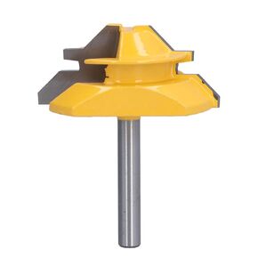 45° Router Bit 1 / 4in Shank | Alloy Wood Cutting Tool for CNC / Milling Machine | Carbon Steel Milling Cutter for Woodworking Projects / Cabinets / Drawers (1-3/8 inches)