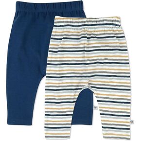 HonestBaby Unisex Multipack Harem Pants Roomy Fit Pull on Bottoms 100% Organic Cotton for Baby Boys, Girls
