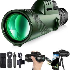 Stscope360 Monocular, STS Scope 360, 80x100 Hd High Powered Monoculars for Adults, with Tripod, Lightweight & Waterproof, Suitable for Bird Watching Hunting Hiking Camping (Green)