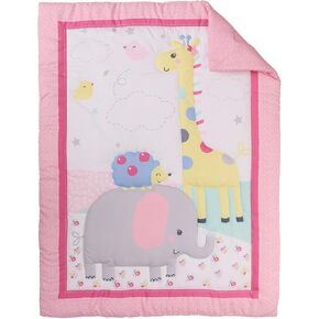 Baby Girl Crib Quilt 1 PC Pink Elephant Giraffe Nursery Crib Quilt Baby Animal Crib Comforter (Pink)