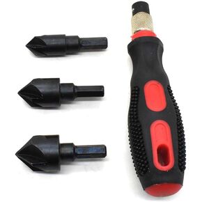 BIG HORN 19555 3-in-1 Countersink Set - 3 Interchangeable Cutters - Save Time & Deburr Metal - 1 Count