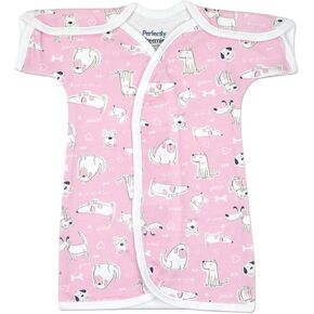 Open-Shoulder Short-Sleeve Cotton NICU Gown - Preemie (3-6lbs)