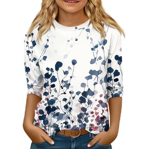 Girl's 3/4 Sleeve T-Shirt Toddler Color Block Striped Teen Casual Stylish Loose Fit Tops Kids Comfortable Breathable Tees