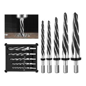HSS Bridge Construction Reamer Set,3/8In 1/2In 5/8In 3/4In 1In Taper Bridge Reamer Drill Bit for Steel Metal Wood