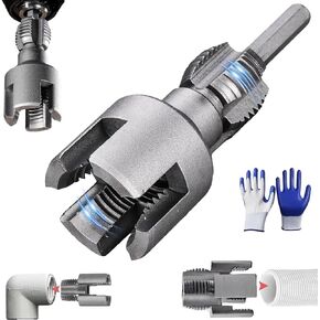 أداة خيط الأنابيب الداخلية والخارجية المتكاملة ، تتوافق الحفر الكهربائية 2 في 1 PVC Pipe Threader Kit ، 1/2 "3/4" أداة صانع مؤشرات ترابط PVC ، أدوات إعادة التأهيل لأنابيب المياه (1/2 ' + 3/4' ، 2 pcs)