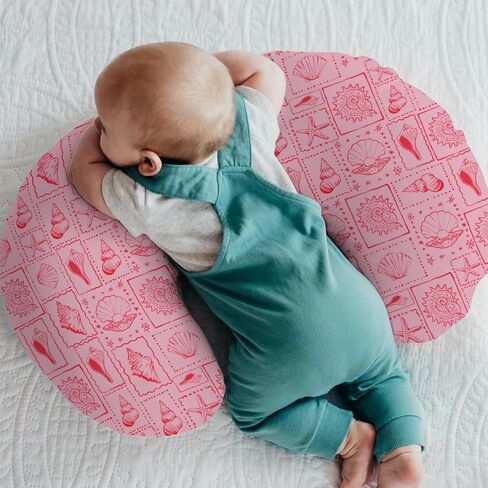 Pink Seashells Baby Nursing Pillow Covers for Boy Girl Boho Beach Conch Nursery Feeding Pillowcase for Breastfeeding Pillows Pastel Summer Coastal Soft Stretchy Removable Cover for Newborn Infant in Saudi Arabia