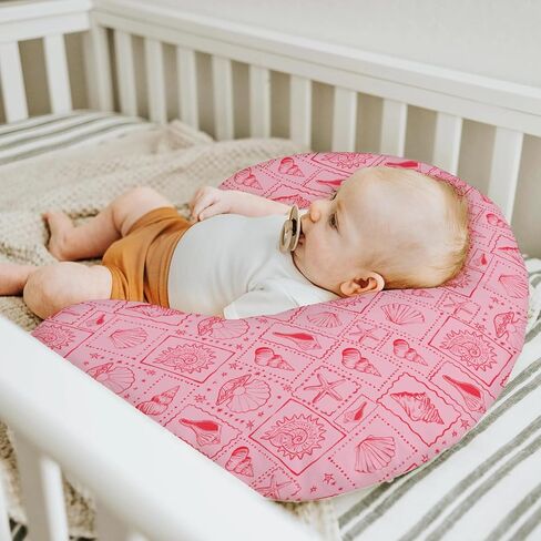 Pink Seashells Baby Nursing Pillow Covers for Boy Girl Boho Beach Conch Nursery Feeding Pillowcase for Breastfeeding Pillows Pastel Summer Coastal Soft Stretchy Removable Cover for Newborn Infant in Saudi Arabia