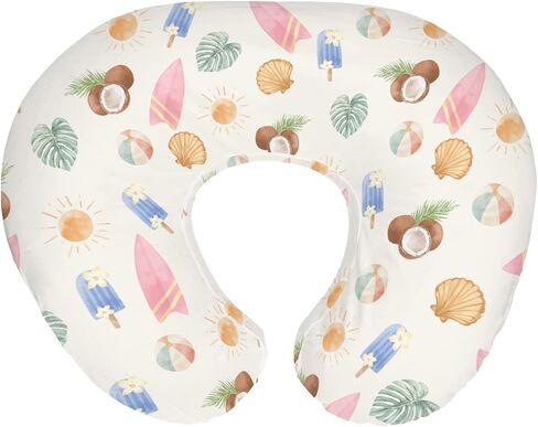 Neutral Summer Beach Nursing Pillow Covers for Boy Girl Surfboard Coconut Seashells Sun Balls Nursery Slipcover for Breastfeeding Pillows Seaside Soft Stretchy Removable Covers for Newborn Infant in Saudi Arabia