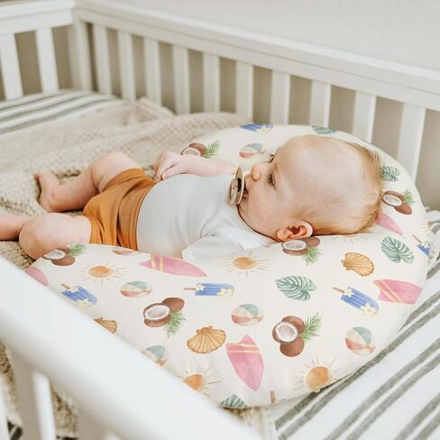 Neutral Summer Beach Nursing Pillow Covers for Boy Girl Surfboard Coconut Seashells Sun Balls Nursery Slipcover for Breastfeeding Pillows Seaside Soft Stretchy Removable Covers for Newborn Infant in Saudi Arabia