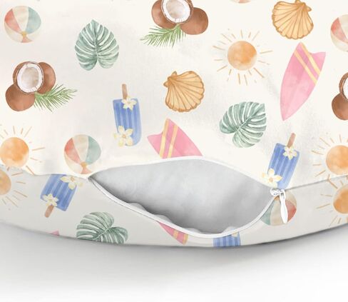 Neutral Summer Beach Nursing Pillow Covers for Boy Girl Surfboard Coconut Seashells Sun Balls Nursery Slipcover for Breastfeeding Pillows Seaside Soft Stretchy Removable Covers for Newborn Infant in Saudi Arabia