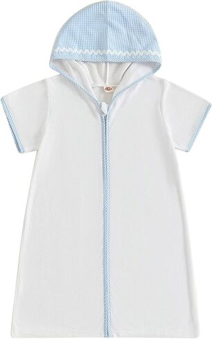 طفل طفل فتيات الفتيات تيري تسبح تغطية لأكمام قصيرة من السوستة مقنعين بدلة الاستحمام in Kuwait