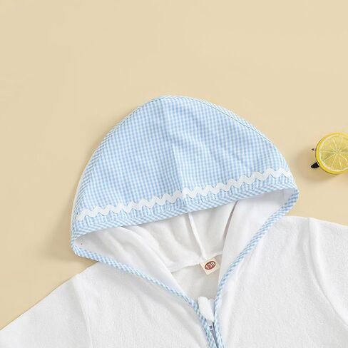 طفل طفل فتيات الفتيات تيري تسبح تغطية لأكمام قصيرة من السوستة مقنعين بدلة الاستحمام in Kuwait