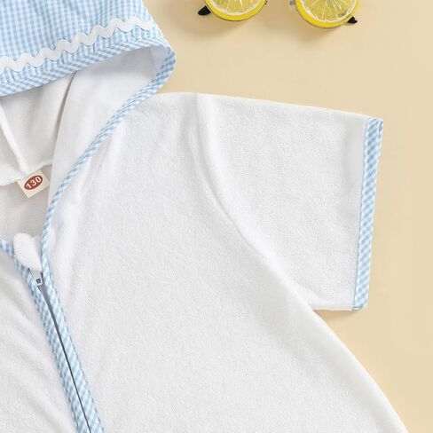 طفل طفل فتيات الفتيات تيري تسبح تغطية لأكمام قصيرة من السوستة مقنعين بدلة الاستحمام in Kuwait