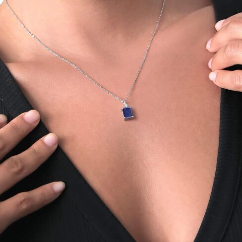 Gem Stone King 925 Sterling Silver Purple Amethyst Pendant Necklace For Women (2.53 Cttw, Gemstone Birthstone, Emerald Cut 9X7MM, with 18 Inch Chain) in Saudi Arabia