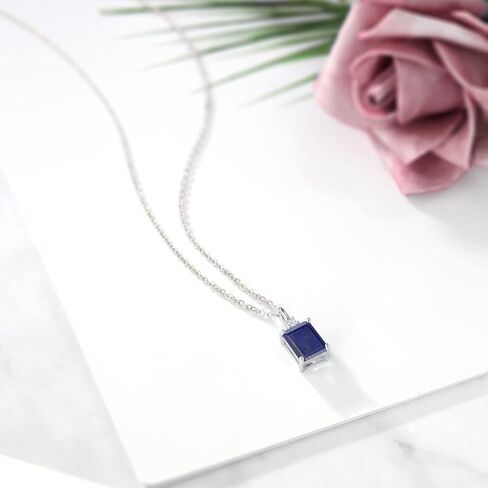Gem Stone King 925 Sterling Silver Purple Amethyst Pendant Necklace For Women (2.53 Cttw, Gemstone Birthstone, Emerald Cut 9X7MM, with 18 Inch Chain) in Saudi Arabia