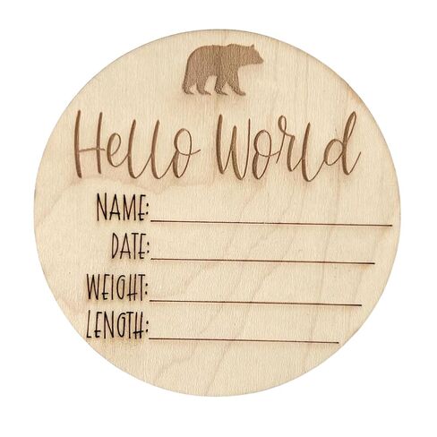 إعلان ولادة طفل خشبي مخصص-لوحة حديثي الولادة محفورة مخصصة مع إحصائيات الولادة-تذكار محايد بين الجنسين لصور الحضانة والطفل-هدية فريدة من نوعها للاستحمام الطفل (Deer Hello World) in Kuwait