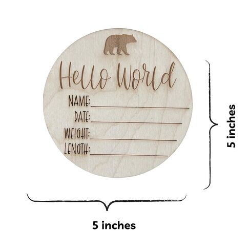 إعلان ولادة طفل خشبي مخصص-لوحة حديثي الولادة محفورة مخصصة مع إحصائيات الولادة-تذكار محايد بين الجنسين لصور الحضانة والطفل-هدية فريدة من نوعها للاستحمام الطفل (Deer Hello World) in Kuwait