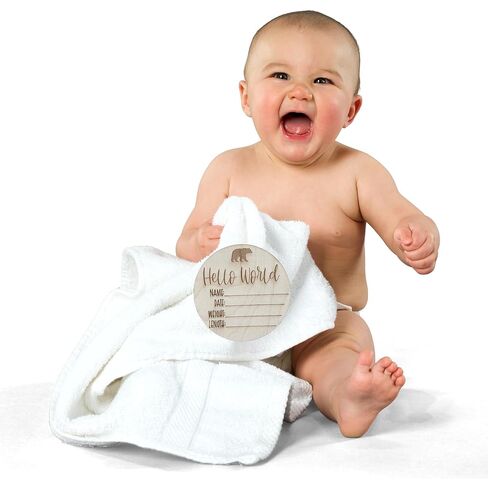 إعلان ولادة طفل خشبي مخصص-لوحة حديثي الولادة محفورة مخصصة مع إحصائيات الولادة-تذكار محايد بين الجنسين لصور الحضانة والطفل-هدية فريدة من نوعها للاستحمام الطفل (Deer Hello World) in Kuwait