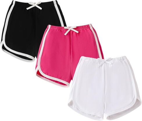 SOBOWO Toddler Girl Shorts 3 Pack Girls Athletic Shorts Solid Soccer Running Active Sport Bike Summer Drawstring Pants 18M-6Y in Kuwait