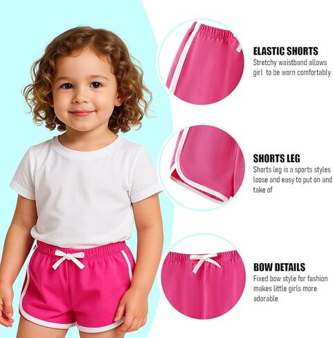 SOBOWO Toddler Girl Shorts 3 Pack Girls Athletic Shorts Solid Soccer Running Active Sport Bike Summer Drawstring Pants 18M-6Y in Kuwait