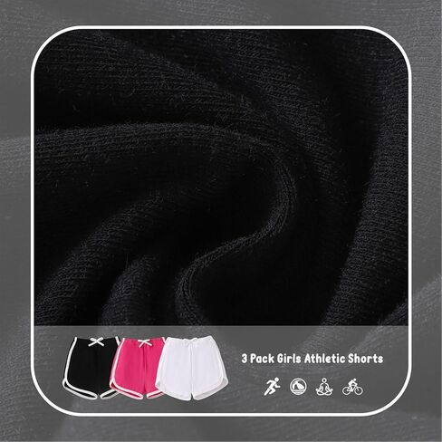SOBOWO Toddler Girl Shorts 3 Pack Girls Athletic Shorts Solid Soccer Running Active Sport Bike Summer Drawstring Pants 18M-6Y in Kuwait